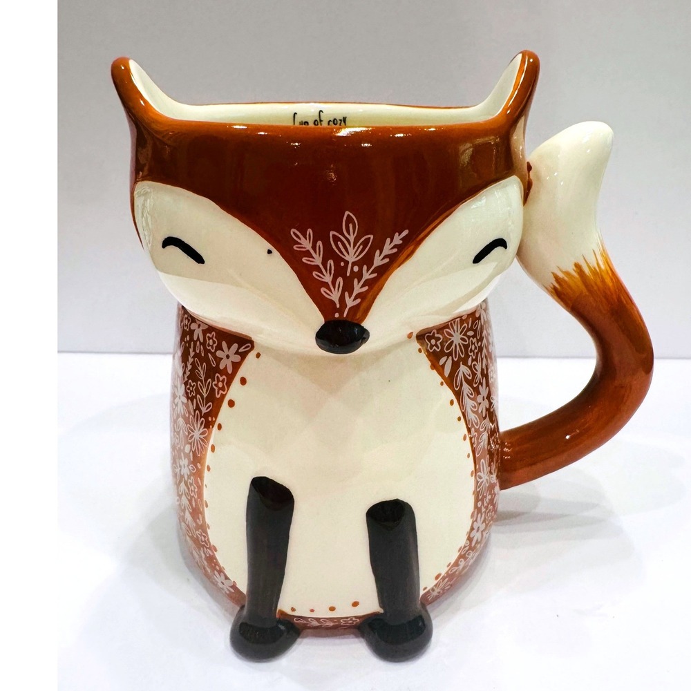 Natural Life Fox Mug Woodland Animal Ceramic Coffee Cup Boho Cottagecore